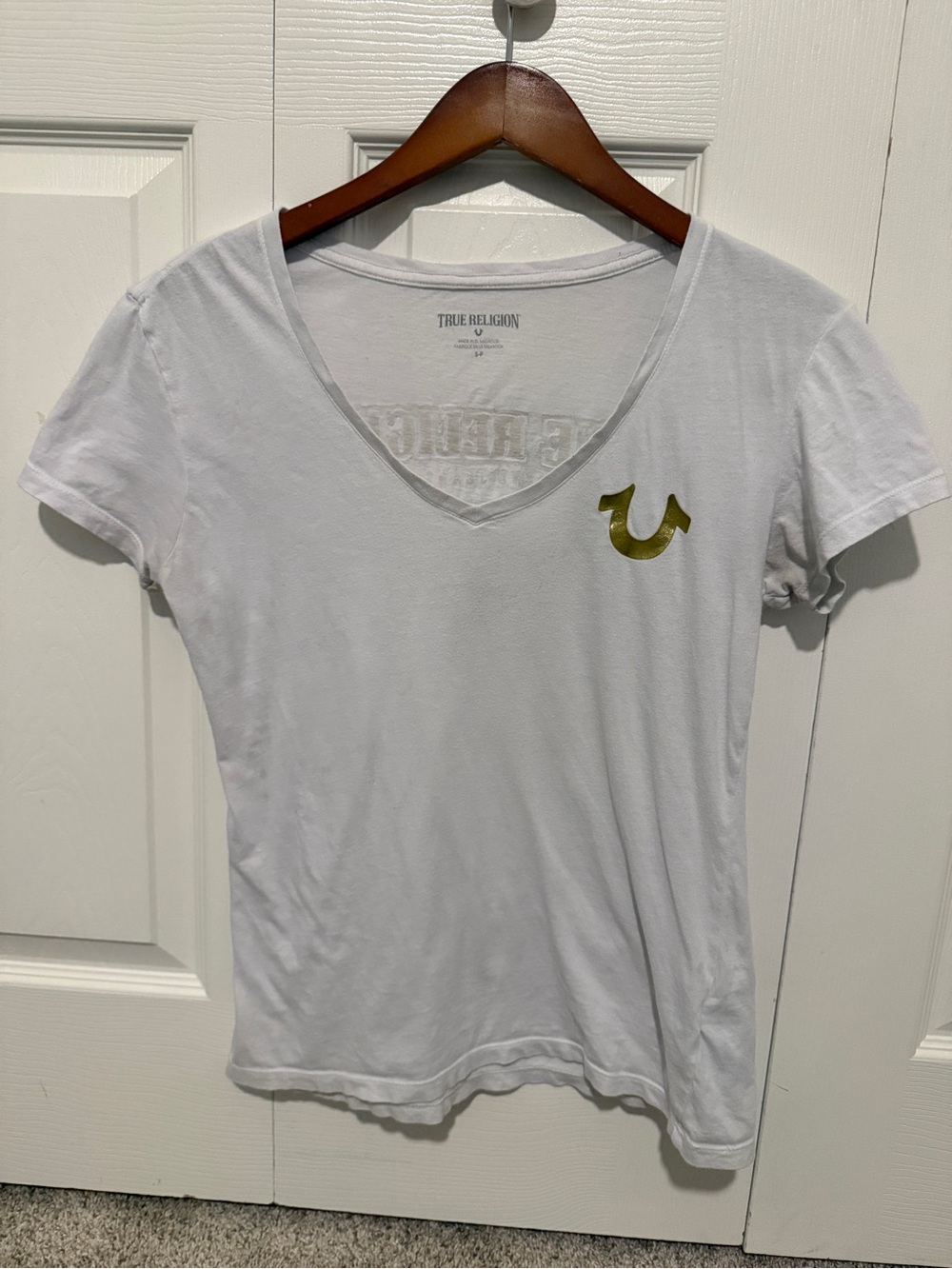 True Religion White V-Neck Tee